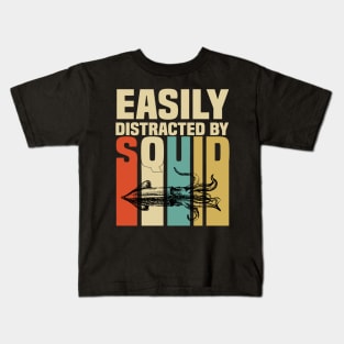 Squid Retro Funny & humor Squids Cute & Cool Art Design Lovers Kids T-Shirt